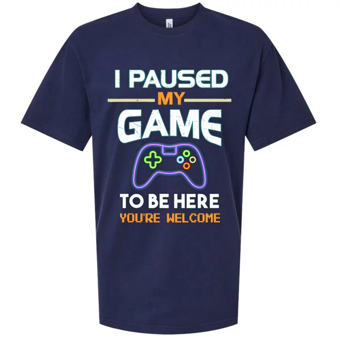 I Paused My Game To Be Here With Bright Letters That Glow Sueded Cloud Jersey T-Shirt