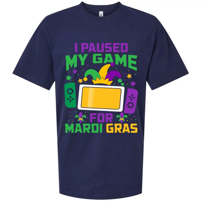 I Paused My Game For Mardi Gras Video Game Controller Sueded Cloud Jersey T-Shirt