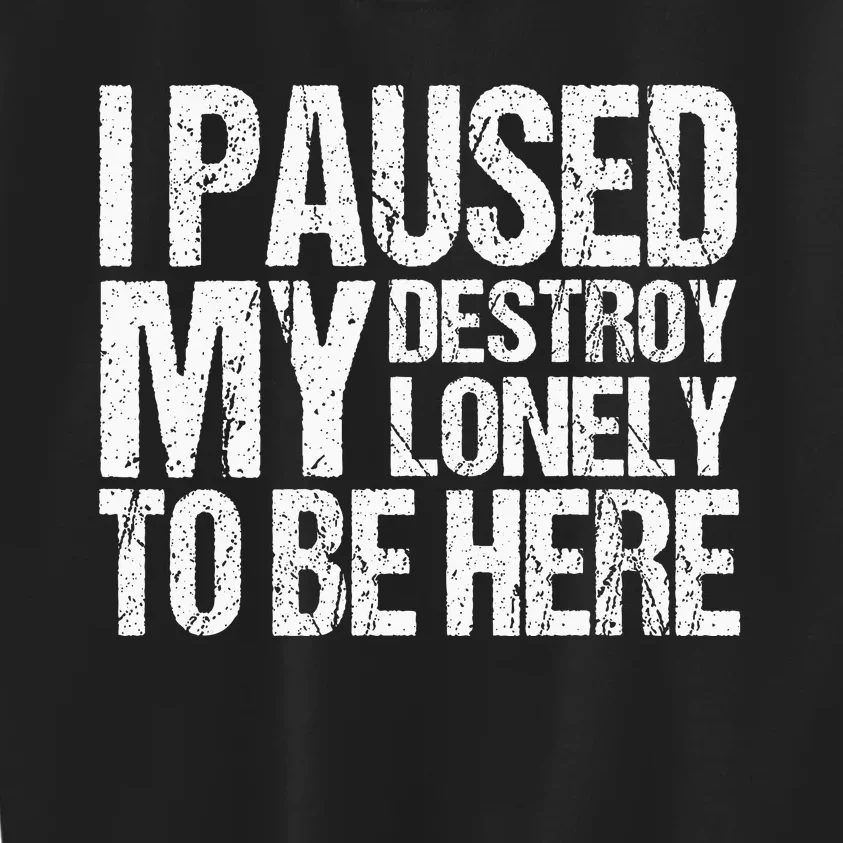 I Paused My Destroy Lonely To Be Here Kids Sweatshirt