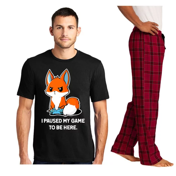 I Paused My Game To Be Here Funny Kawaii Fox Gamer Pajama Set