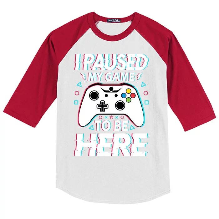 I Paused My Game To Be Here Funny Gamer Gaming Kids Colorblock Raglan Jersey