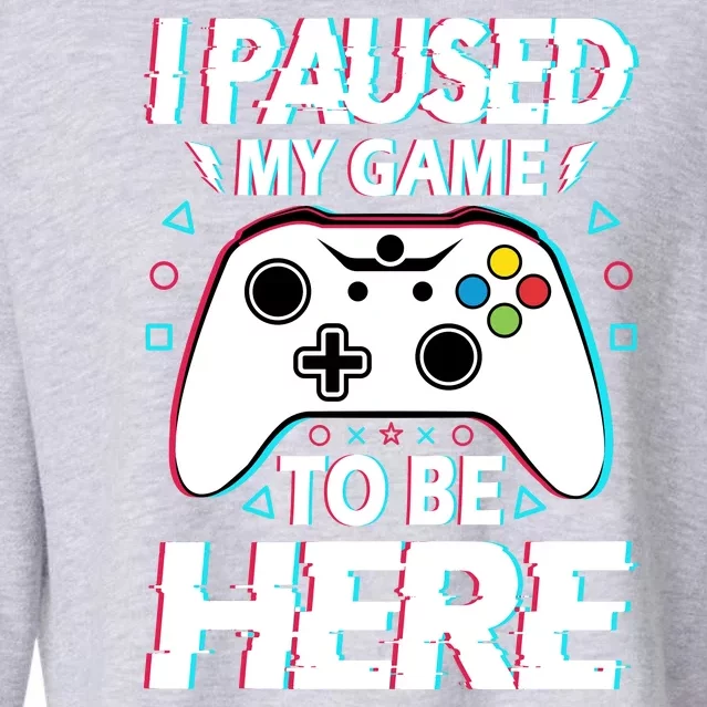 I Paused My Game To Be Here Funny Gamer Gaming Cropped Pullover Crew