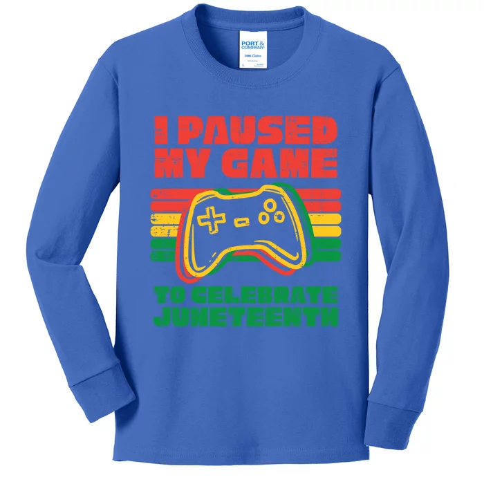 I Paused My Game To Celebrate Juneteenth Black Gift Kids Long Sleeve Shirt