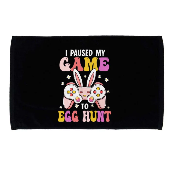 I Paused My Game To Egg Hunt Funny Bunny Gamer Easter Day Game Controller Microfiber Hand Towel