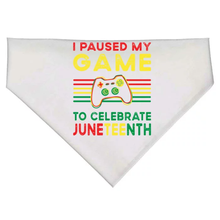 I Paused My Game To Celebrate Juneteenth Gamer Cool Gift USA-Made Doggie Bandana