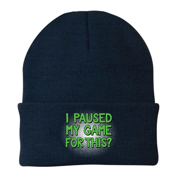 I Paused My Game For This Funny Classic Vintage Video Gamer Gift Knit Cap Winter Beanie