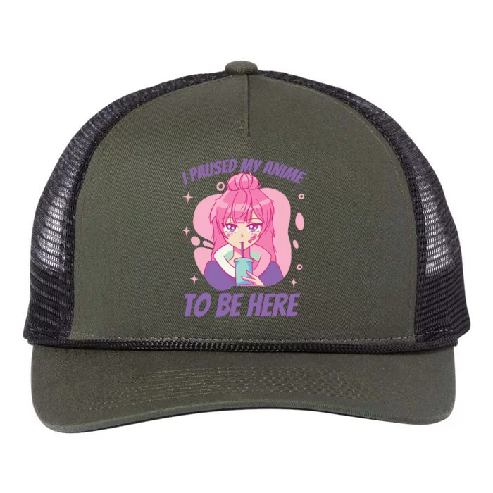 I Paused My Anime To Be Here Retro Rope Trucker Hat Cap