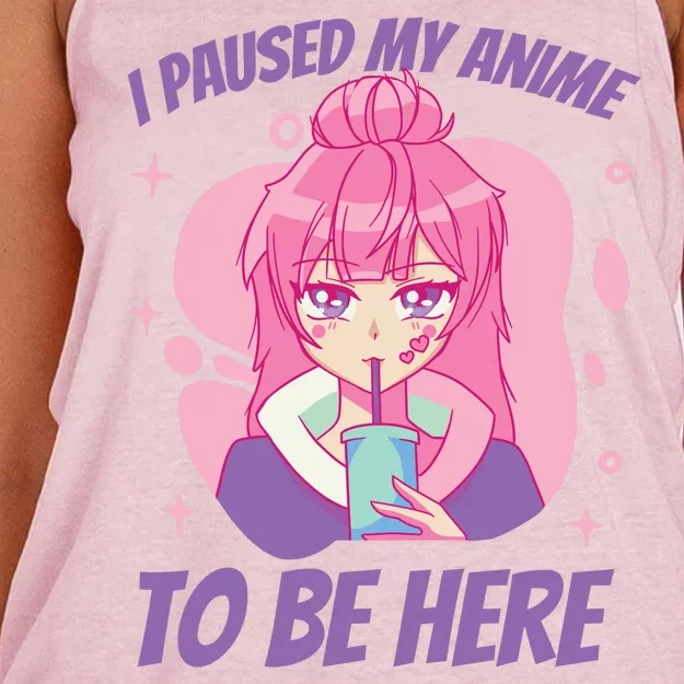 I Paused My Anime To Be Here Women's Knotted Racerback Tank