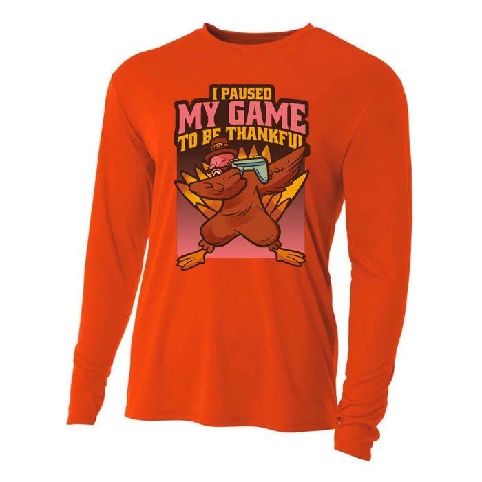 I Paused My Game To Be Thankful Funny Thanksgiving Gamer Cooling Performance Long Sleeve Crew