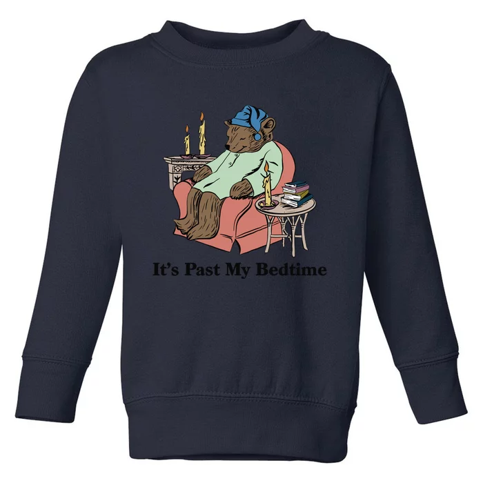 ItS Past My Bedtime Bear Taking A Nap Next To Books Toddler Sweatshirt