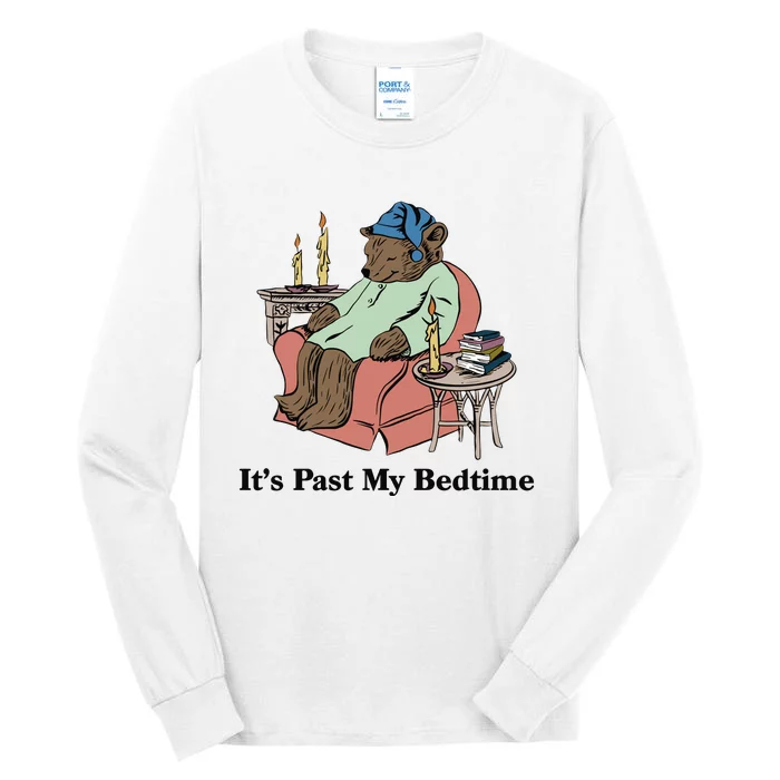 ItS Past My Bedtime Bear Taking A Nap Next To Books Tall Long Sleeve T-Shirt