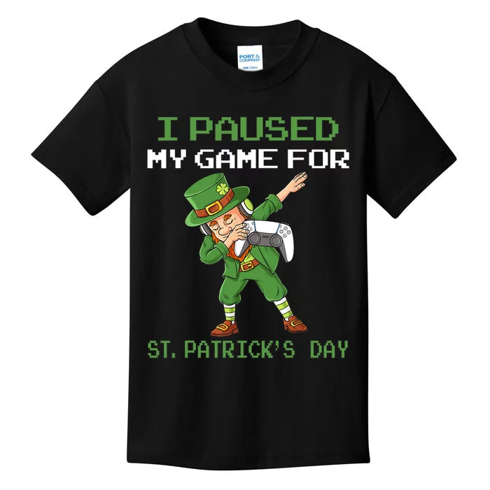 I Paused My Game For St Patricks Day Dabbing Leprechaun Kids T-Shirt