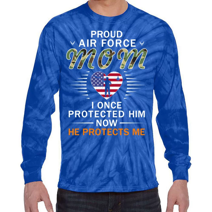 I Protects My Sonfunny Giftproud Air Force Mom Camouflage Army Cute Gift Tie-Dye Long Sleeve Shirt