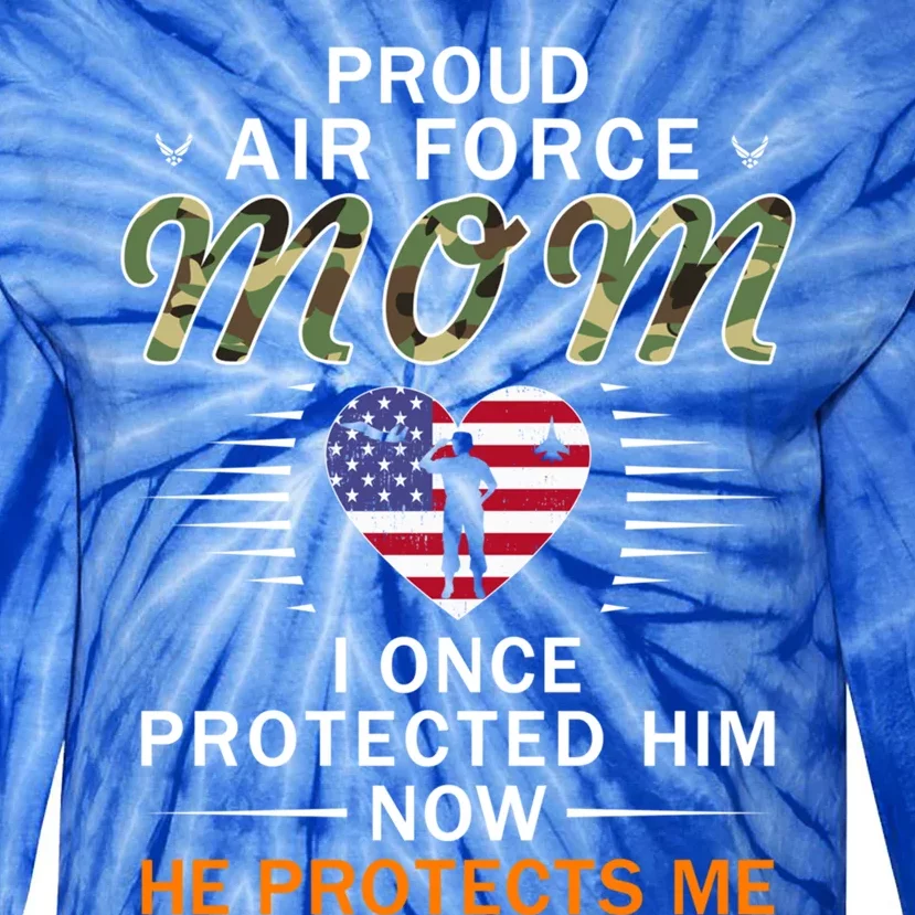 I Protects My Sonfunny Giftproud Air Force Mom Camouflage Army Cute Gift Tie-Dye Long Sleeve Shirt