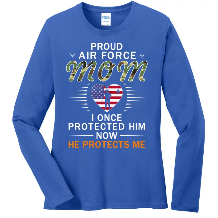 I Protects My Sonfunny Giftproud Air Force Mom Camouflage Army Cute Gift Ladies Long Sleeve Shirt