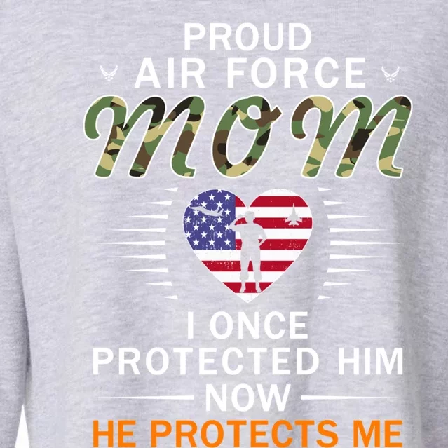 I Protects My Sonfunny Giftproud Air Force Mom Camouflage Army Cute Gift Cropped Pullover Crew