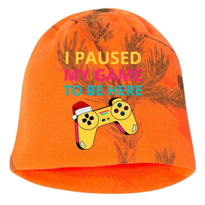 I Paused My Game To Be Here Funny Christmas Kati - Camo Knit Beanie