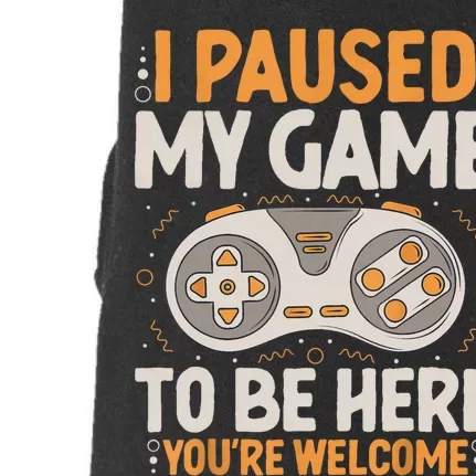 I Paused My Game To Be Here Retro Gaming Humor Funny Gamer Doggie 3-End Fleece Hoodie