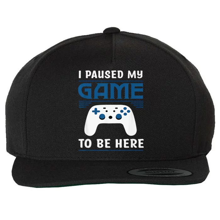 I Paused My Game To Be Here  Boys Funny Gamer Video Game Wool Snapback Cap