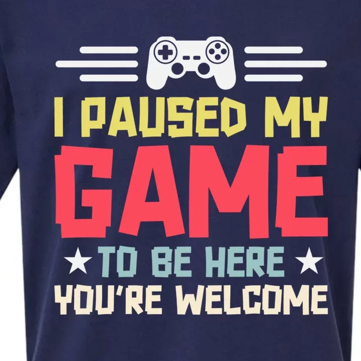 I Paused My Game To Be Here Gaming Funny Humor Joke Cute Gift Sueded Cloud Jersey T-Shirt