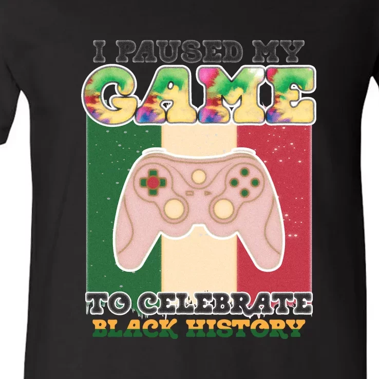 I Paused My Game To Celebrate Black History Month Afro Boy V-Neck T-Shirt