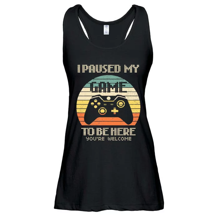 I Paused My Game To Be Here You're Welcome Retro Gamer Gift Ladies Essential Flowy Tank