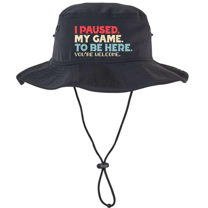 I Paused My Game To Be Here YouRe Welcome Retro Gamer Gifts Legacy Cool Fit Booney Bucket Hat