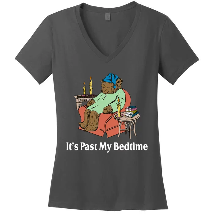 Its Past My Bedtime Funny Bear Women's V-Neck T-Shirt