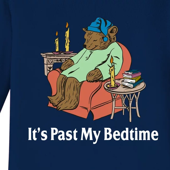 Its Past My Bedtime Funny Bear Baby Long Sleeve Bodysuit