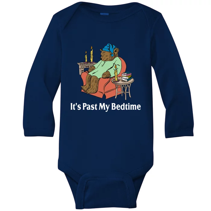 Its Past My Bedtime Funny Bear Baby Long Sleeve Bodysuit