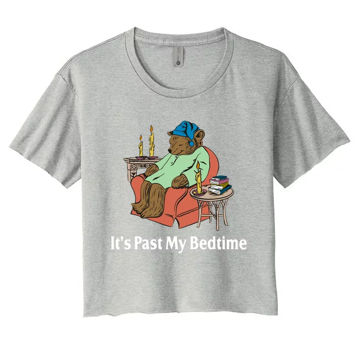 Its Past My Bedtime Funny Bear Women's Crop Top Tee