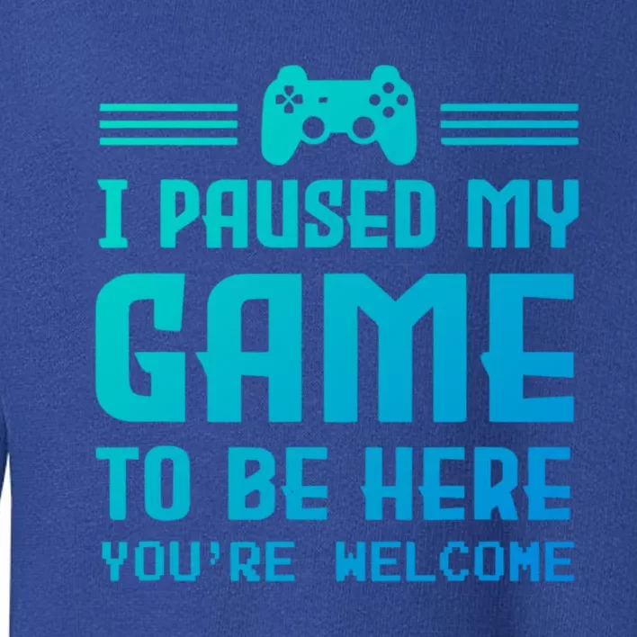 I Paused My Game To Be Here Funny Game Lovers Retro Gift Toddler Sweatshirt