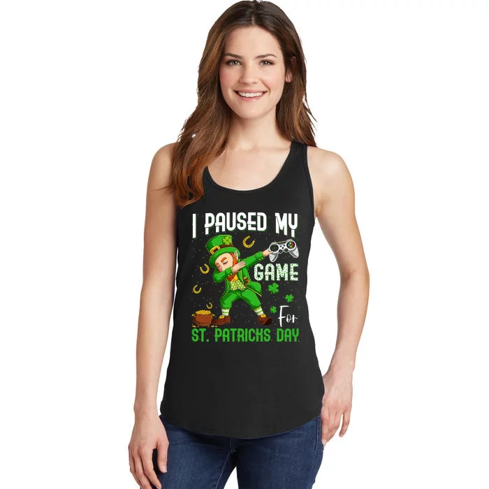 I Paused My Game For St Patricks Day Dabbing Leprechaun Boy Ladies Essential Tank