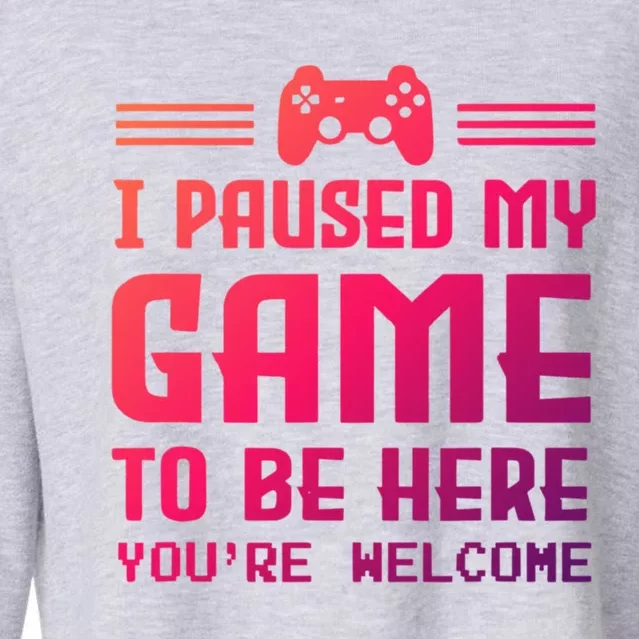 I Paused My Game To Be Here Funny Game Lovers Retro Gift Cropped Pullover Crew