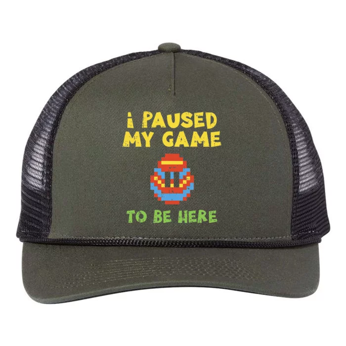 I Paused My Game To Be Here Gaming Egg Easter Gamer Gift Retro Rope Trucker Hat Cap