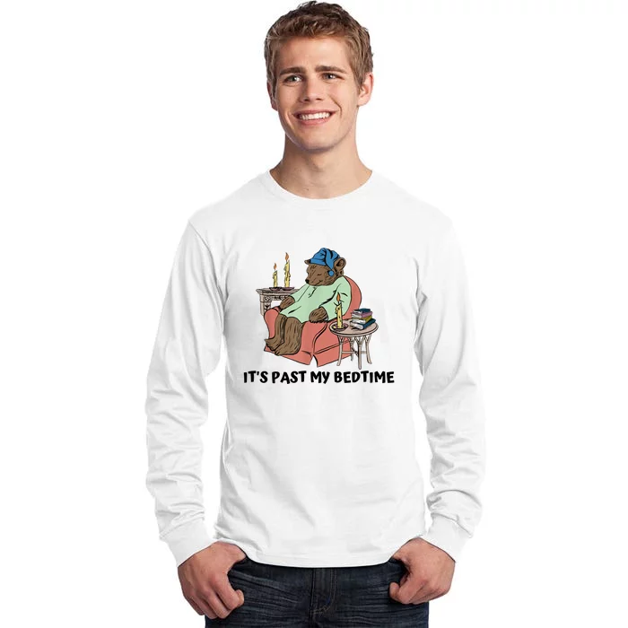 ItS Past My Bedtime Bear Taking A Nap Next To Books Tall Long Sleeve T-Shirt