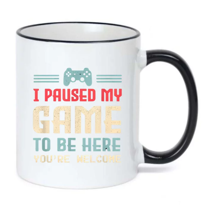 I Paused My Game To Be Here Funny Game Lovers Retro Gift Black Color Changing Mug