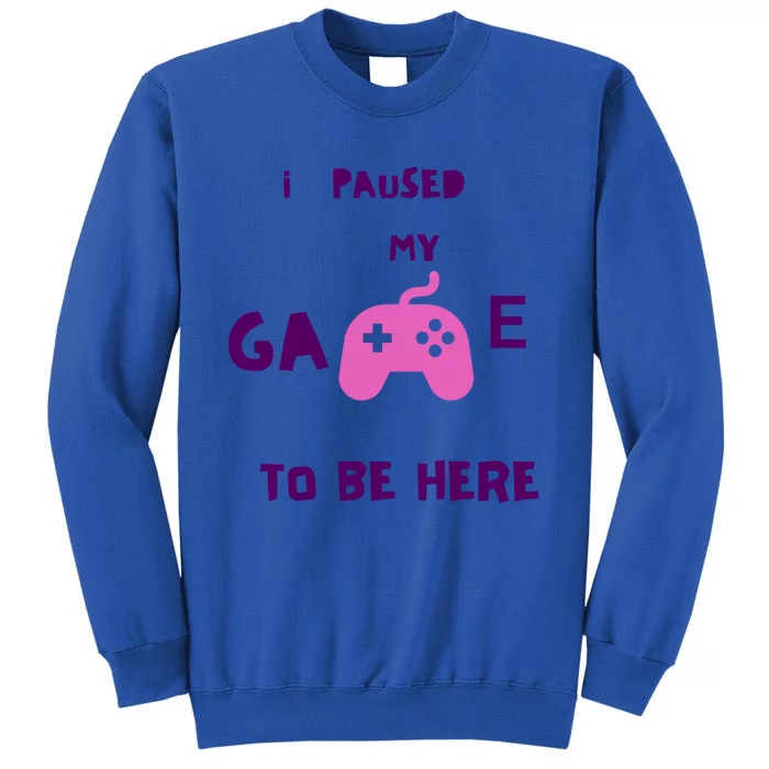 I Paused My Game To Be Here Video Games Lovers Gaming Fan Gift Tall Sweatshirt