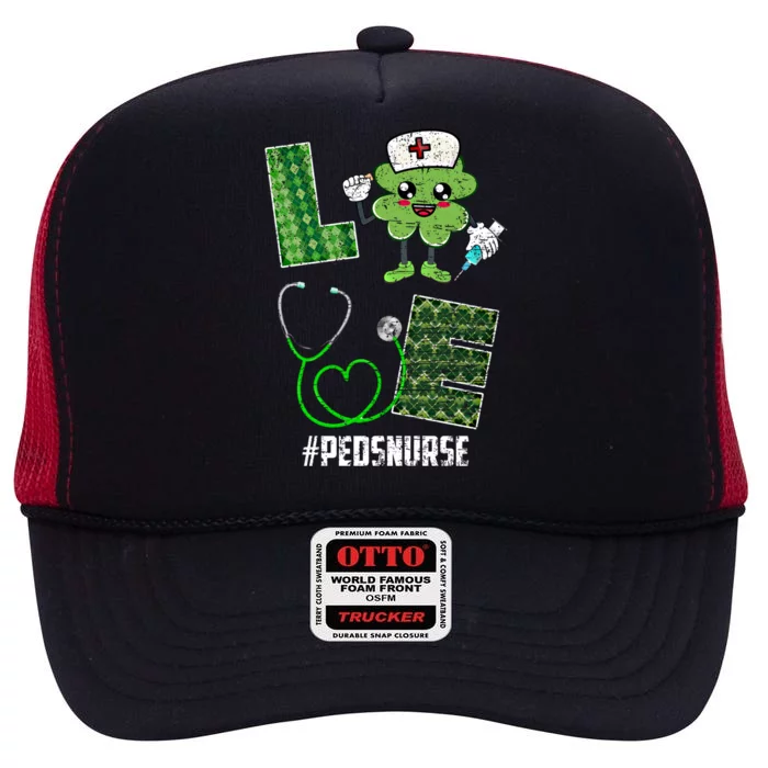 Irish Peds Nurse St Patrick's Day Love Lucky Patrick Nurse Funny Gift High Crown Mesh Trucker Hat