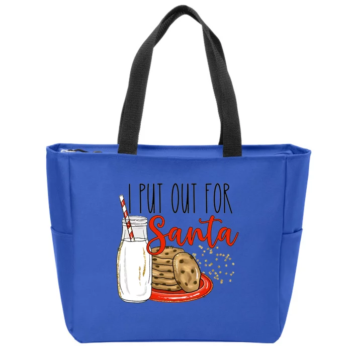 I Put Out For Santa Funny Christmas Family Milk Cookie Funny Gift Zip Tote Bag