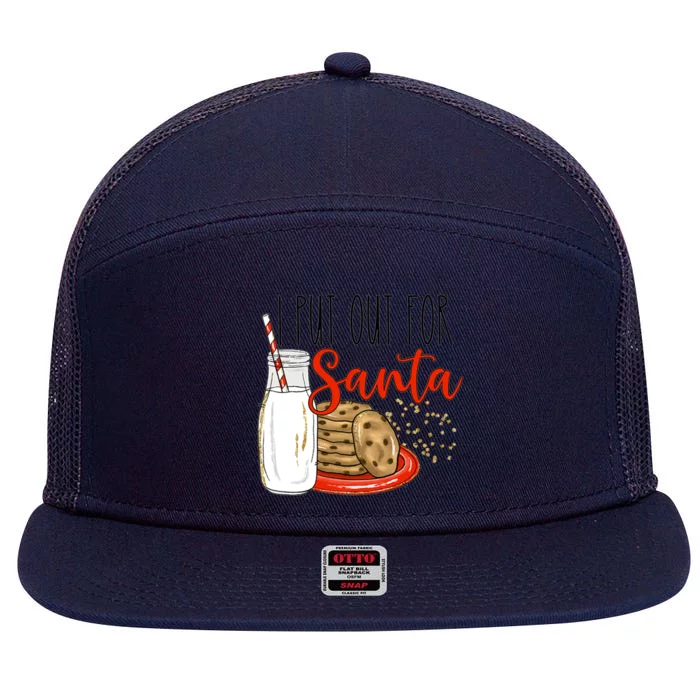 I Put Out For Santa Funny Christmas Family Milk Cookie Funny Gift 7 Panel Mesh Trucker Snapback Hat