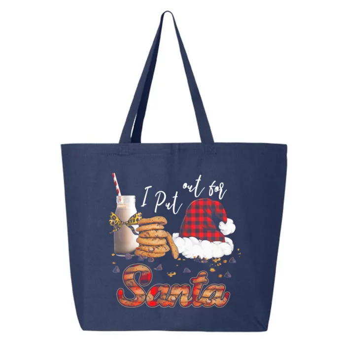 I Put Out For Santa Christmas Milk Cookies Santa Hat Plaid Gift 25L Jumbo Tote