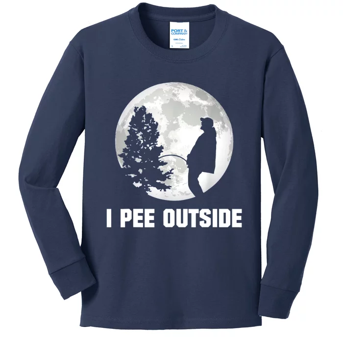 I Pee Outside I Love Peeing Outside Funny Camping Kids Long Sleeve Shirt