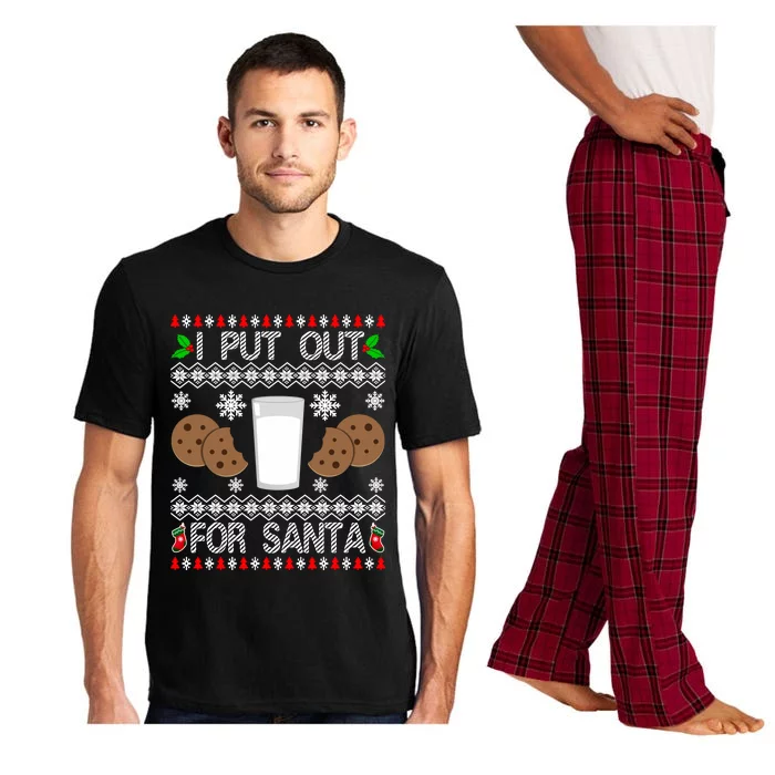 I Put Out For Santa Milk And Cookies Christmas Ugly Xmas Gift Pajama Set