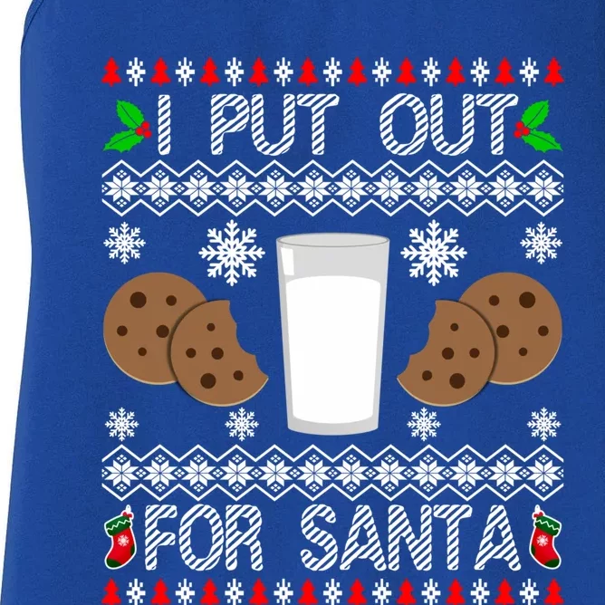 I Put Out For Santa Milk And Cookies Christmas Ugly Xmas Gift Women's Racerback Tank