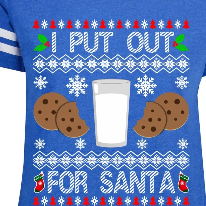 I Put Out For Santa Milk And Cookies Christmas Ugly Xmas Gift Enza Ladies Jersey Football T-Shirt