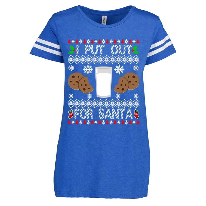 I Put Out For Santa Milk And Cookies Christmas Ugly Xmas Gift Enza Ladies Jersey Football T-Shirt