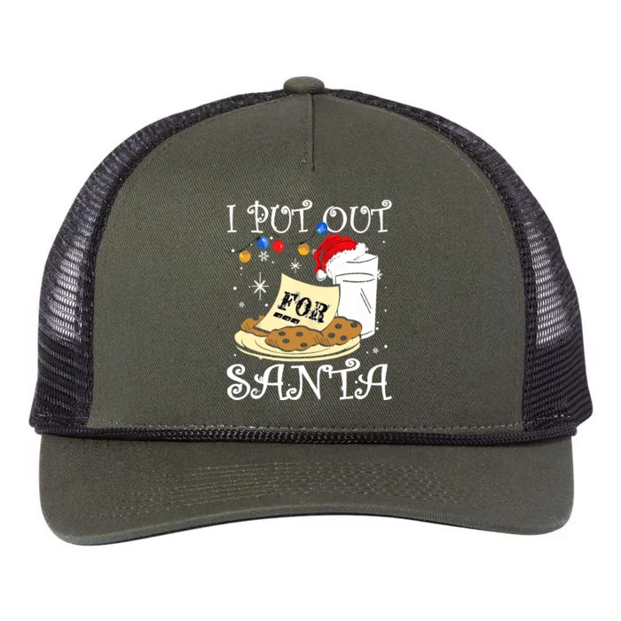 I Put Out For Santa Milk And Cookies Christmas Funny Sarcasm Retro Rope Trucker Hat Cap