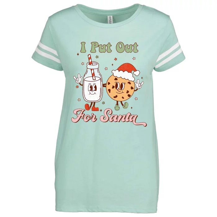 I Put Out For Santa Funny Milk And Cookie Christmas Retro Enza Ladies Jersey Football T-Shirt