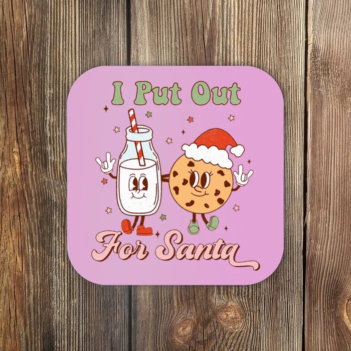 I Put Out For Santa Funny Milk And Cookie Christmas Retro Coaster